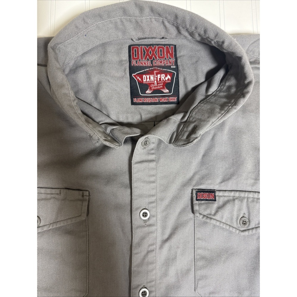 Dixxon Flame Resistant FR Shirt Mens Gray Long Sleeve Button Up Work Flannel 3X
